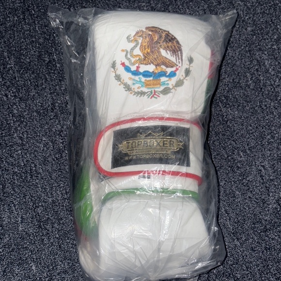 White Boxing Gloves with Mexican Emblem